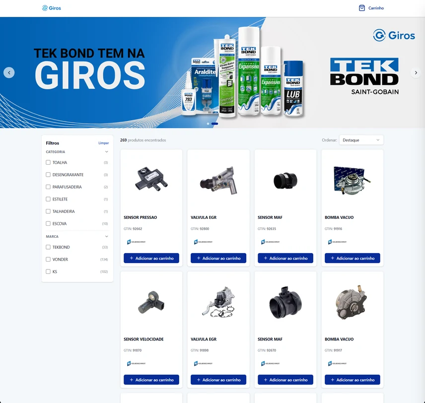Página inicial do site Giros, criado pela Ganxo